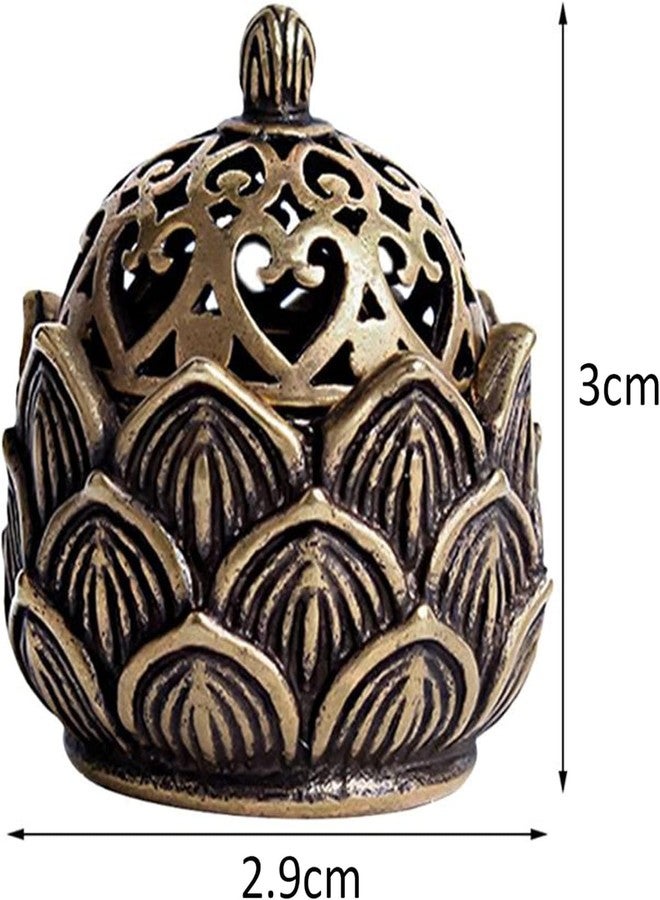 مبخرة لوتس كلاسيكية ذهبية، حامل بخور مخروطي صغير على شكل زهرة اللوتس، 2.9 × 3 سم، حامل بخور عتيق على شكل زهرة اللوتس للعصي والمخاريط، حوامل بخور - Image 2